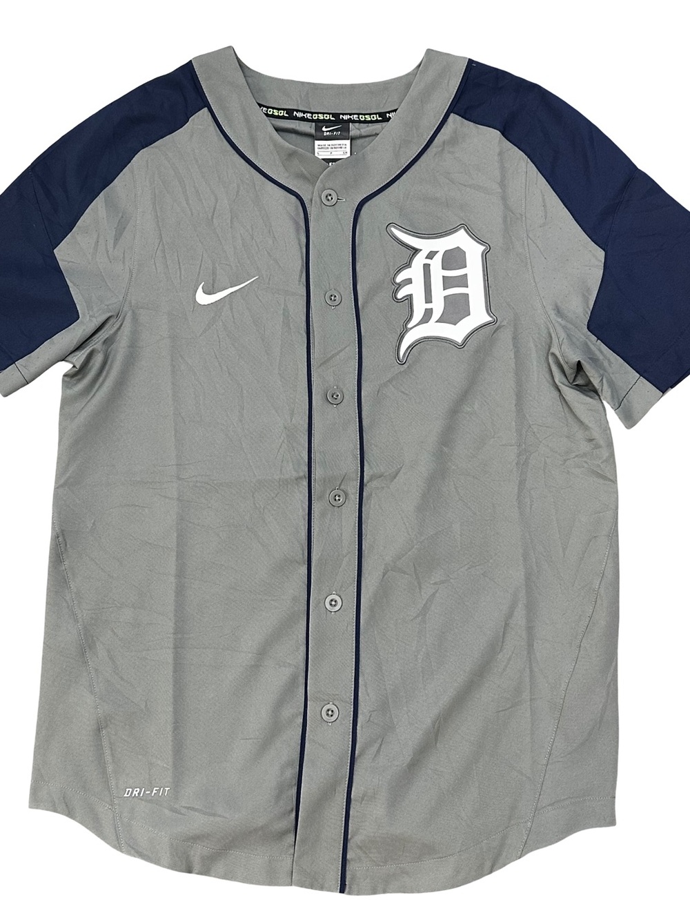 Nike Gray & Navy Kids Baseball Jersey with D Logo